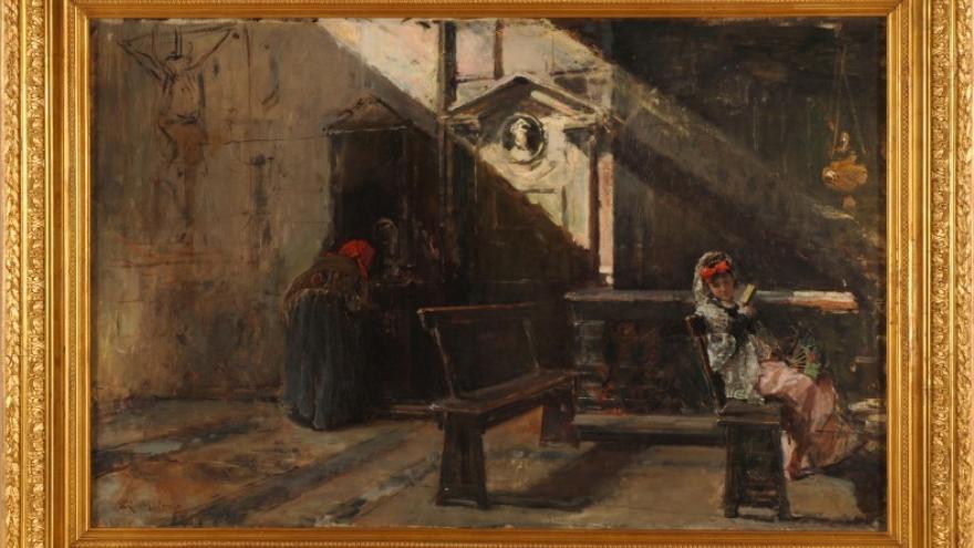 'Interior de la iglesia de la Pace Roma. La confesión' 1867-1868 Raimundo de Madrazo 