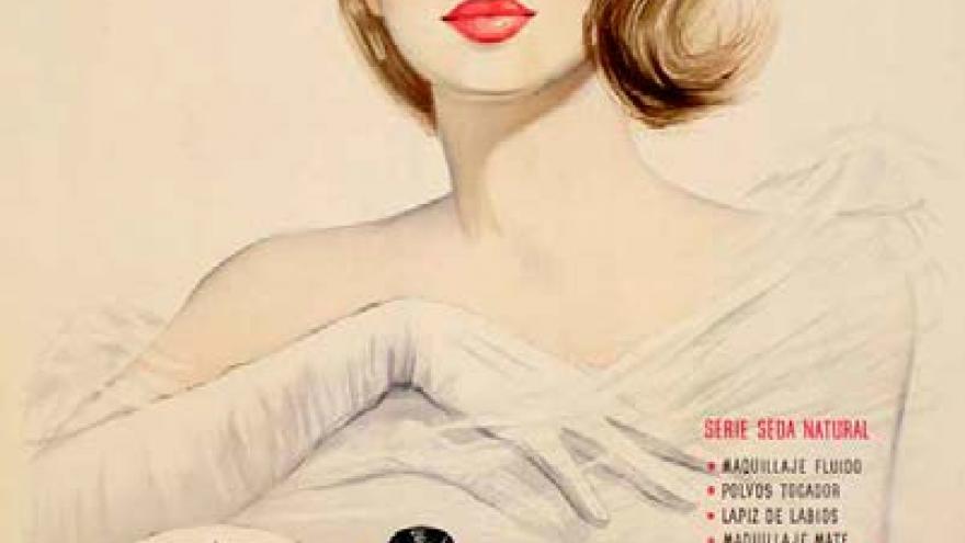 Dibujo de una mujer con cosméticos