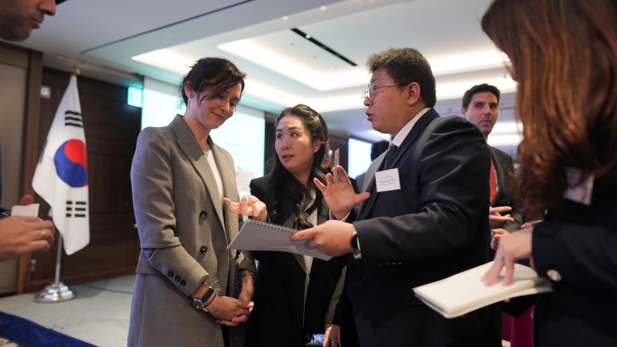 La presidenta durante el encuentro con empresarios