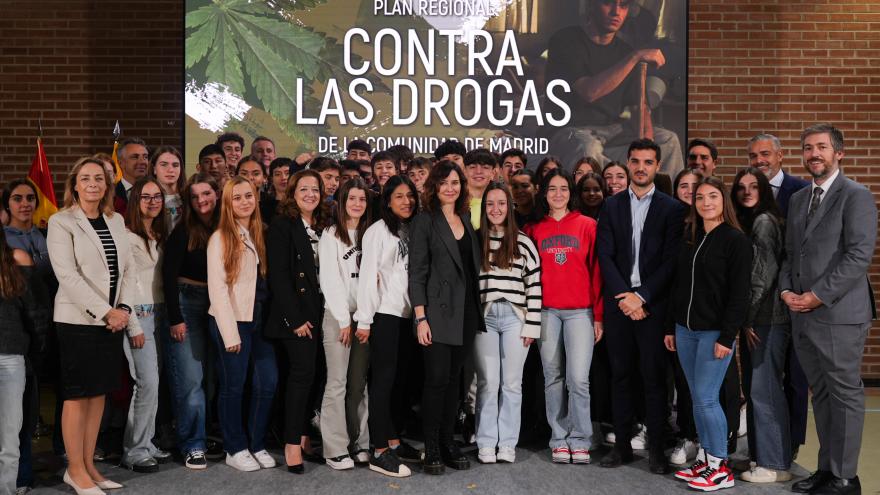 Díaz Ayuso presenta el Plan Regional contra las Drogas con especial atención a los jóvenes y 75 medidas dirigidas a la prevención y concienciación La presidenta durante el acto