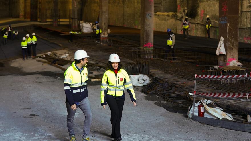 La presidenta en su visita a las obras de Metro