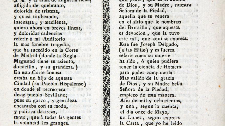 Romance de la desgraciada muerte de Pepe Hillo de 1801