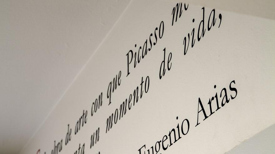 Frase de Eugenio Arias escrita en el interior del Museo Picasso - Colección Eugenio Arias recordando a su amigo