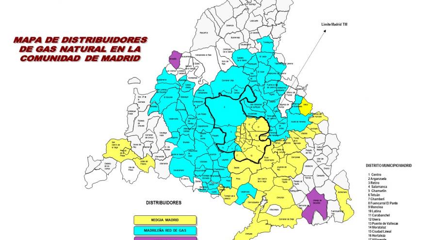 MAPA DE DISTRIBUIDORES DE GAS NATURAL POR MUNICIPIOS