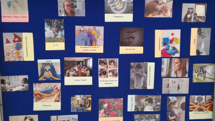 Imagen de las fotografías expuestas en el hall del Hospital Universitario Ramón y Cajal