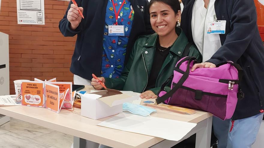 mesa de donación de médula en el Centro de Salud Goya