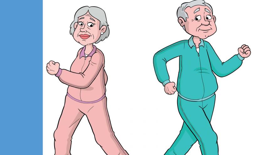 personas mayores en chándal caminando