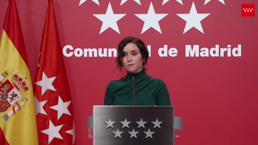 Declaración institucional de la presidenta de la Comunidad de Madrid
