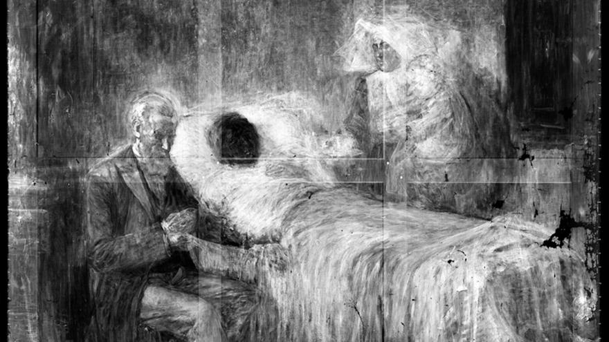 Imagen radiográfica de la obra "Ciencia  y Caridad" de Picasso