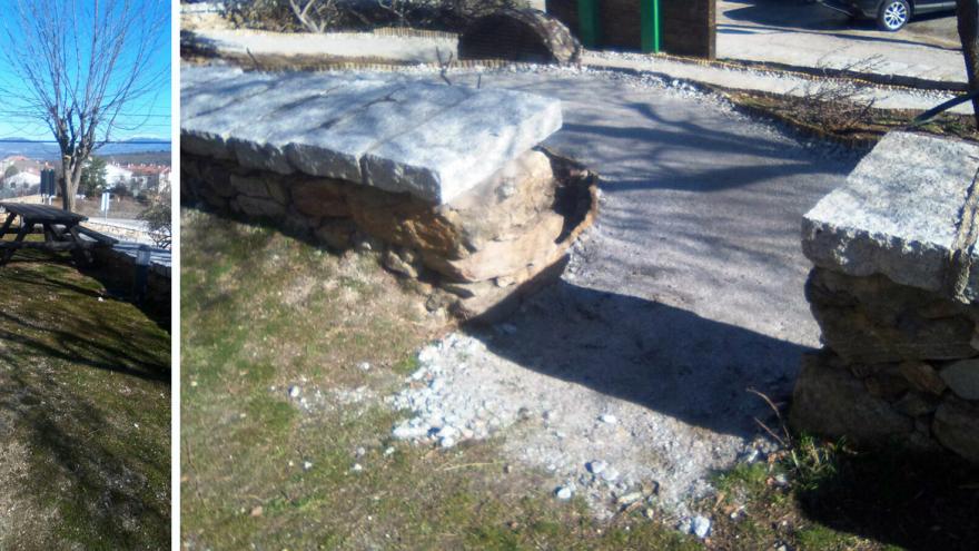 Mesa exterior y acceso al Jardín de los Sentidos en el Centro de educación ambiental El Cuadrón