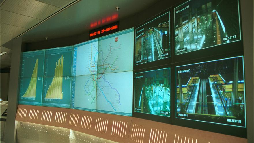 Control monitors at the Alto del Arenal Station Command