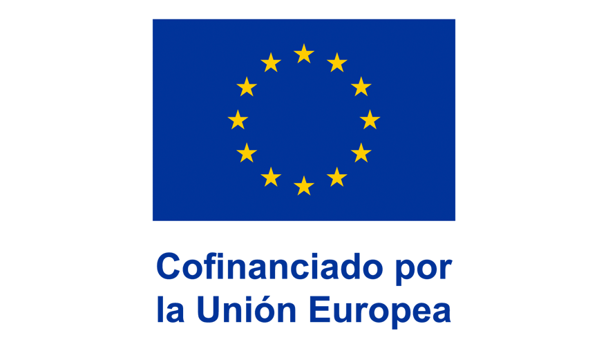 Emblema de la Unión Europea junto a la declaración "Cofinanciado por la Unión Europea"