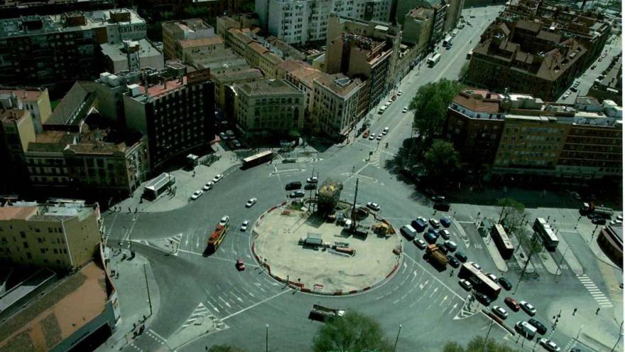 Aerial view of Plaza de Legazpi during the works