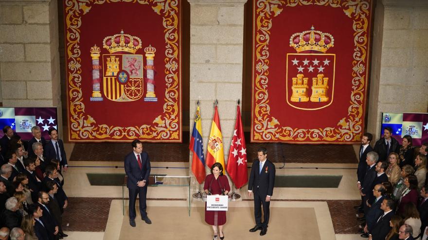 Isabel Díaz Ayuso durante la recepción a Juan Guaidó en la Real Casa de Correos 