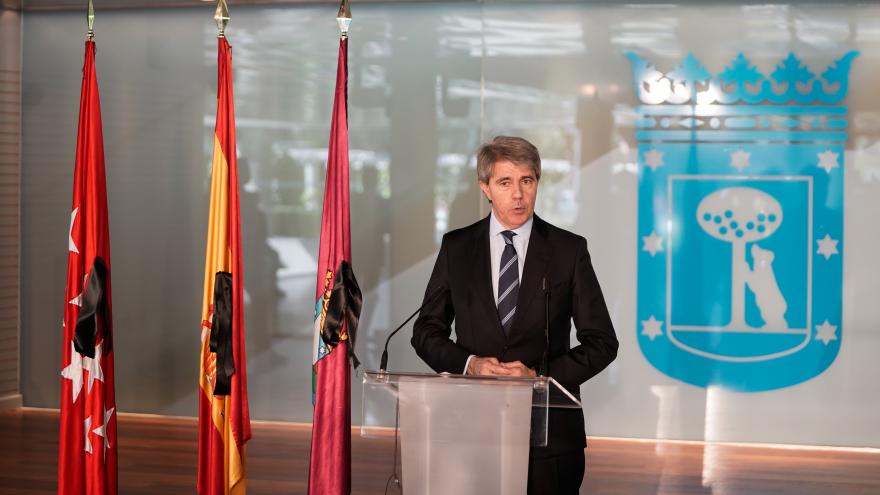 Ángel Garrido durante la presentación de una iniciativa para reducir la hora punta en el transporte público