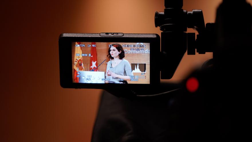 Isabel Díaz Ayuso durante la comparecencia pública