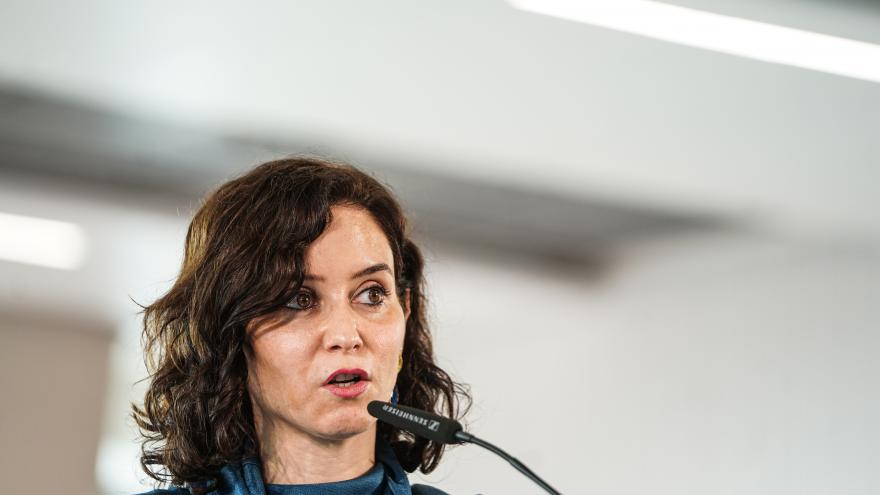 Isabel Díaz Ayuso durante la firma del convenio para la puesta en marcha de infraestructuras en Madrid Nuevo Norte