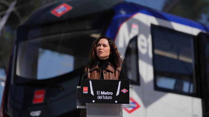 La presidenta Isabel Díaz Ayuso durante la presentación del Tren del Futuro de Metro