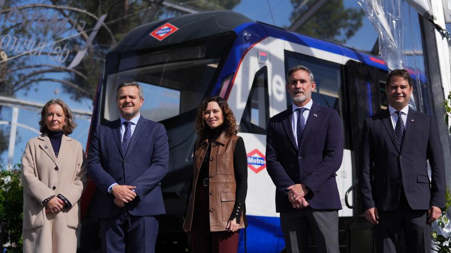 La presidenta Isabel Díaz Ayuso durante la presentación del Tren del Futuro de Metro