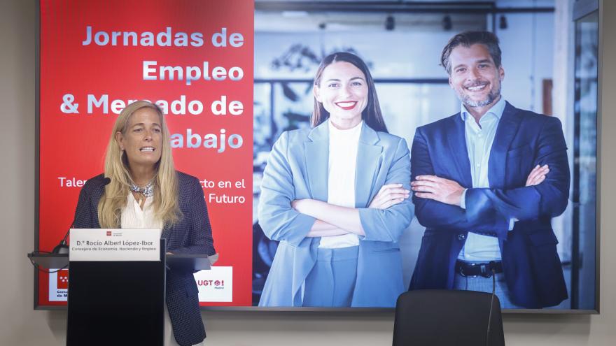 La consejera Rocío Albert durante una jornada sobre el mercado laboral 