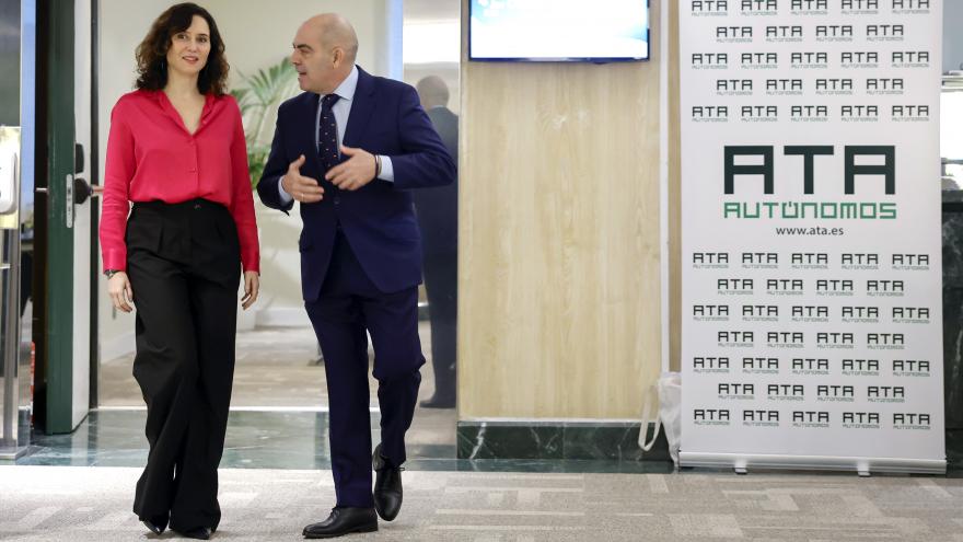 La presidenta Isabel Díaz Ayuso durante el VI Foro Emprendedores y Autónomos