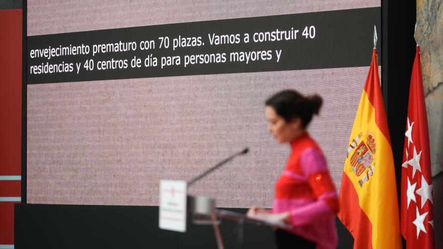 La presidenta Isabel Díaz Ayuso durante la presentación de la nueva Estrategia Madrileña de Atención a Personas con Discapacidad