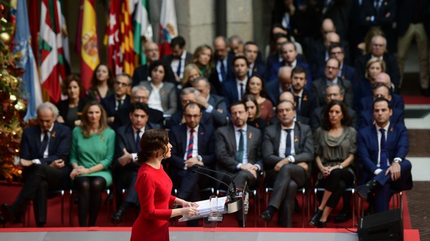 Isabel Díaz Ayuso durante el acto de homenaje a la Constitución Española 