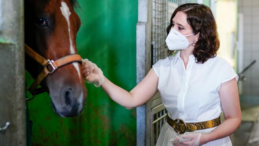 Isabel Díaz Ayuso durante la firma del protocolo de colaboración con el Colegio de Veterinarios de Madrid