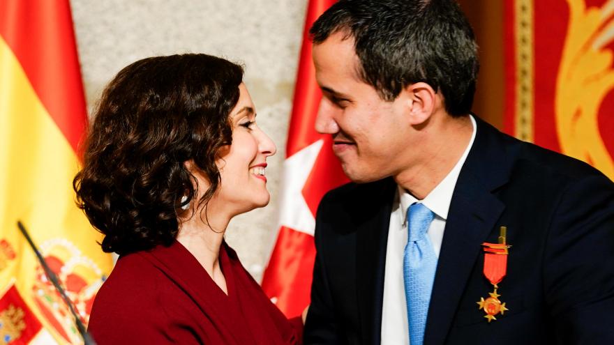 Isabel Díaz Ayuso durante la recepción a Juan Guaidó en la Real Casa de Correos