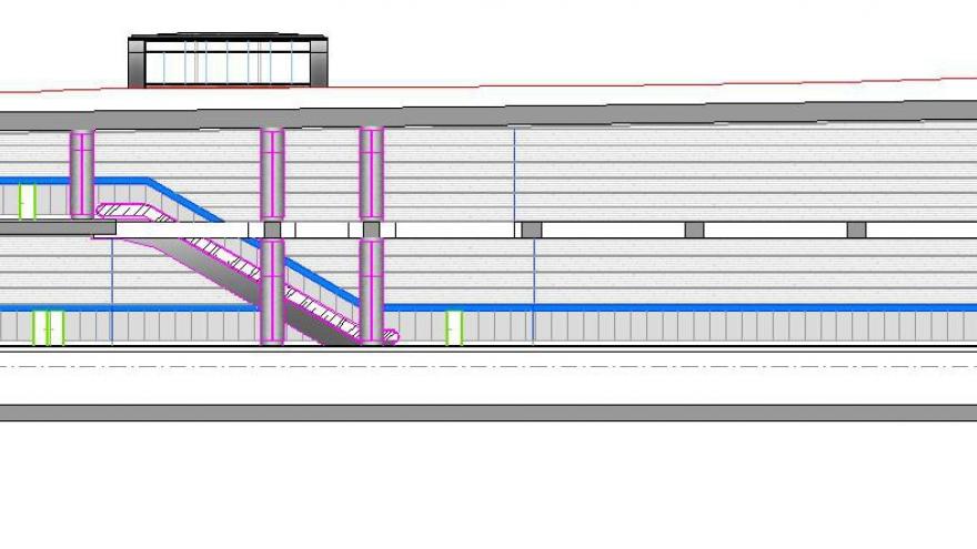 Sección longitudinal estación Avenida de Guadalajara