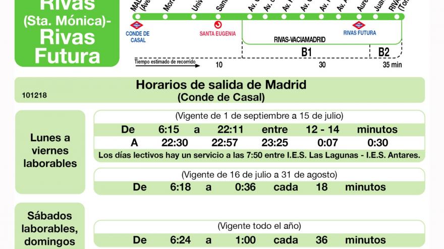 Imagen de un módulo de información del recorrido de un autobús