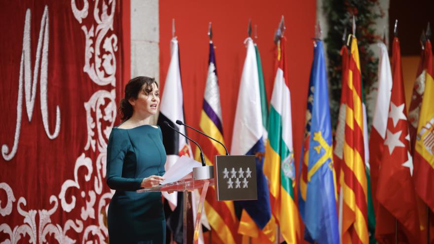 La presidenta Isabel Díaz Ayuso durante su intervención en el acto