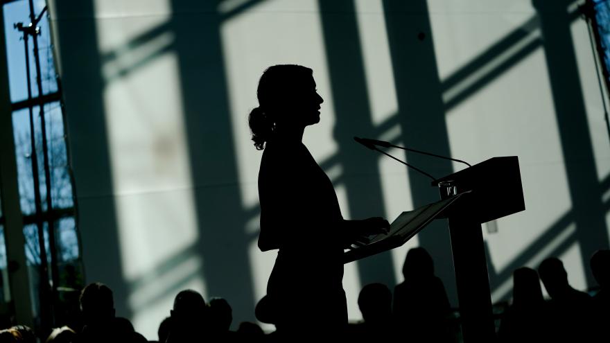 La presidenta durante el acto en memoria del Holocausto