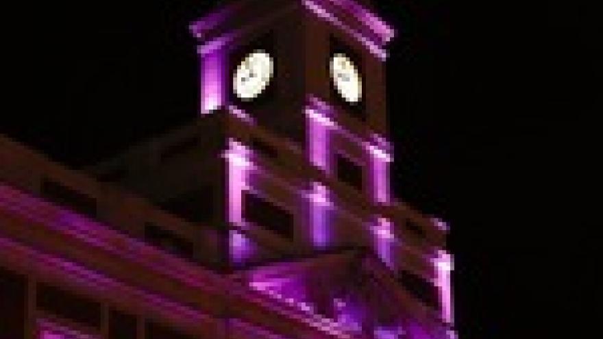 Imagen de cabecera #1 de la página de "La fachada de la Real Casa de Correos se ilumina de color violeta"
