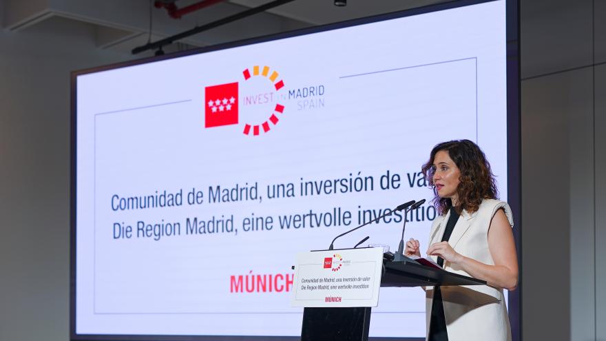Díaz Ayuso presenta a empresarios alemanes las políticas de la Comunidad de Madrid basadas en bajos impuestos y menos trabas burocráticas La presidenta Isabel Díaz Ayuso