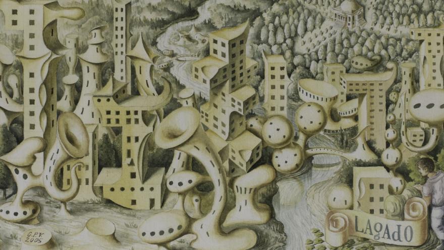 Drawing of an imaginary city