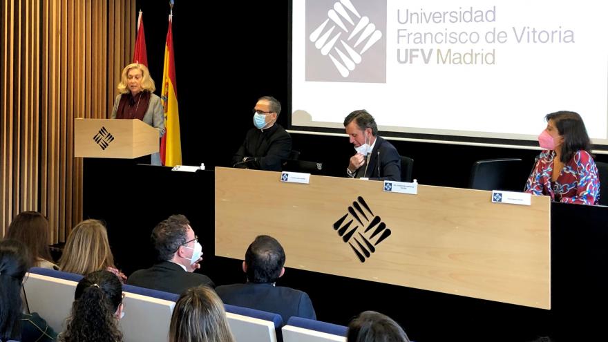 Concepción Dancausa durante la inauguración de un Centro de Acompañamiento Integral en Pozuelo de Alarcón