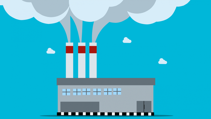 ilustración sobre fábrica emitiendo gases