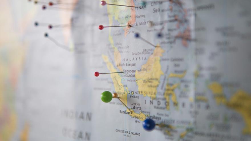 Mapa con países señalados