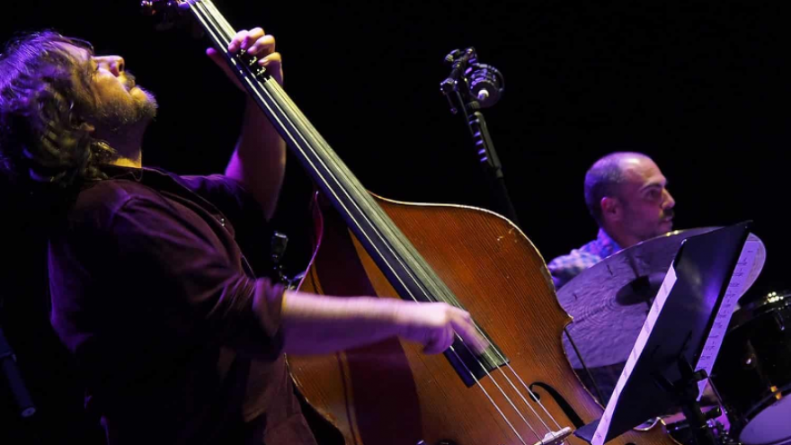 imagen de Javier Moreno tocando el contrabajo