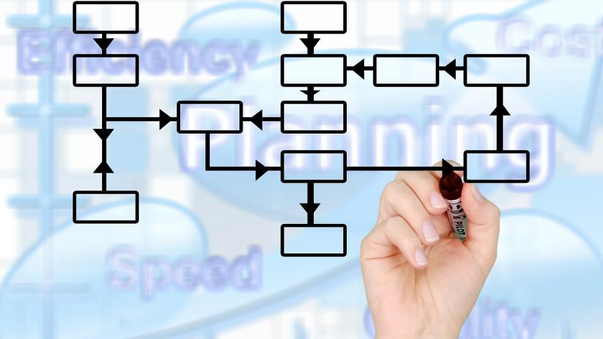 Image of hand drawing diagram on transparent screen