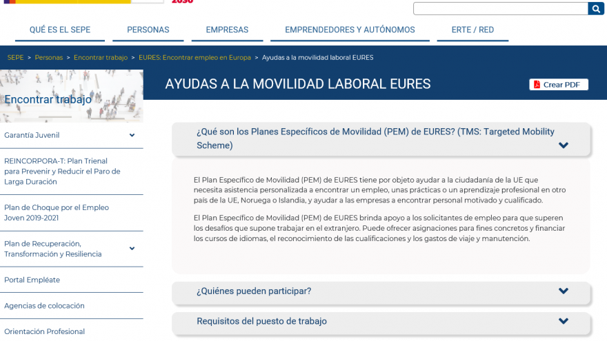 Web image EURES mobility grants
