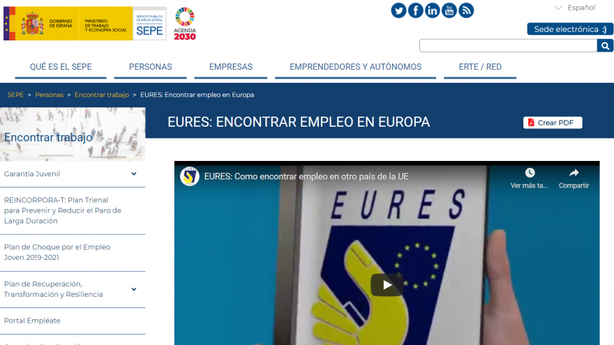 Imagen web EURES España