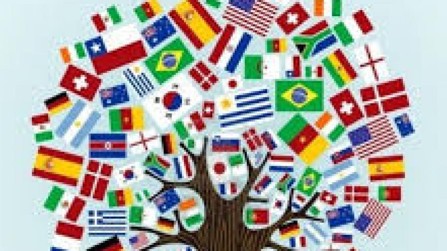 Árbol con las banderas de los países de la UE