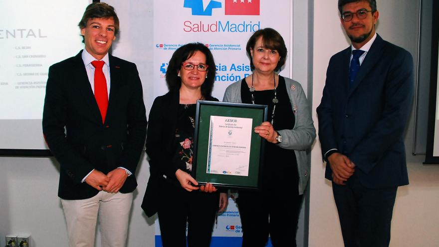 La Gerencia de Atencion Primaria recibe certificado Aenor por su programa medioambiental
