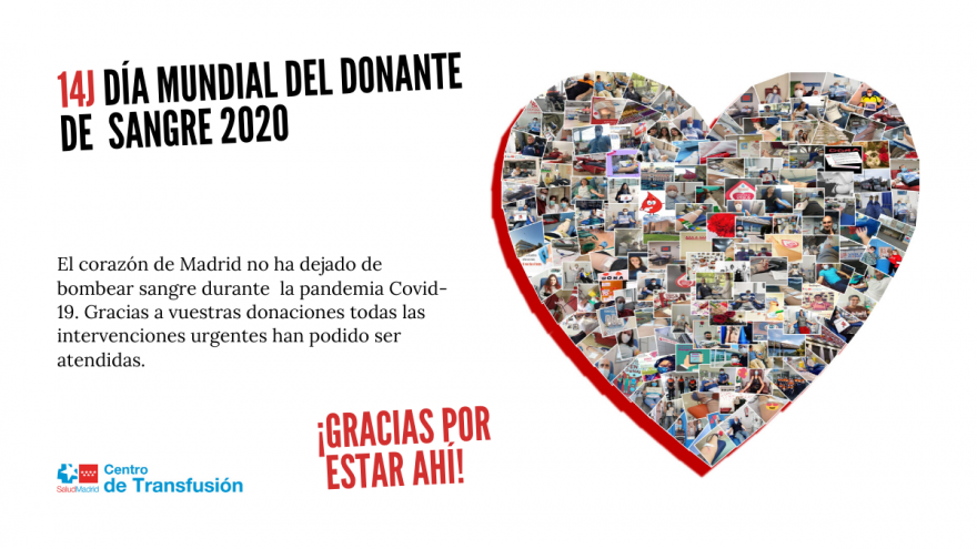 corazón mosaico hecho con fotos de donantes
