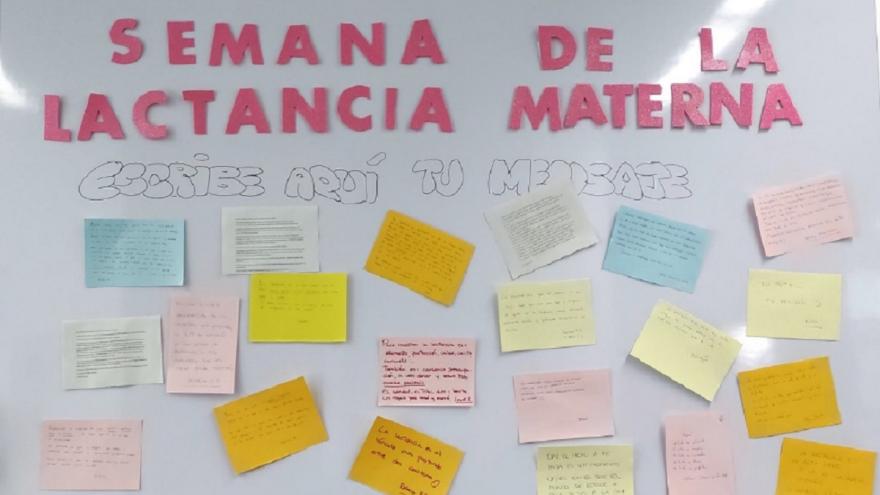 El mural donde se han recogido las emociones de las mamás del CS Pavones