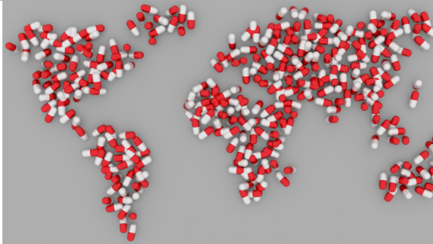 Imagen de vía subcutanea junto con un mapa realizado con pastillas y relleno de formulario