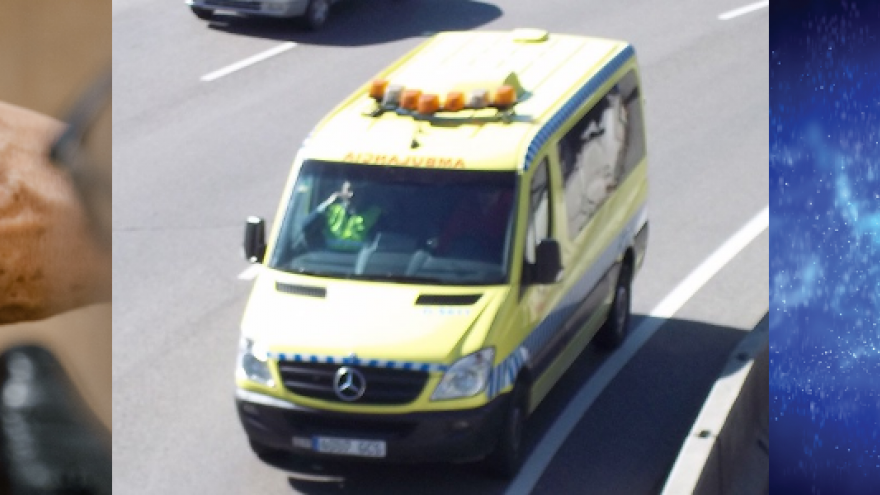 Imagen de un pulsioxímetro, una ambulancia y unos pulmones