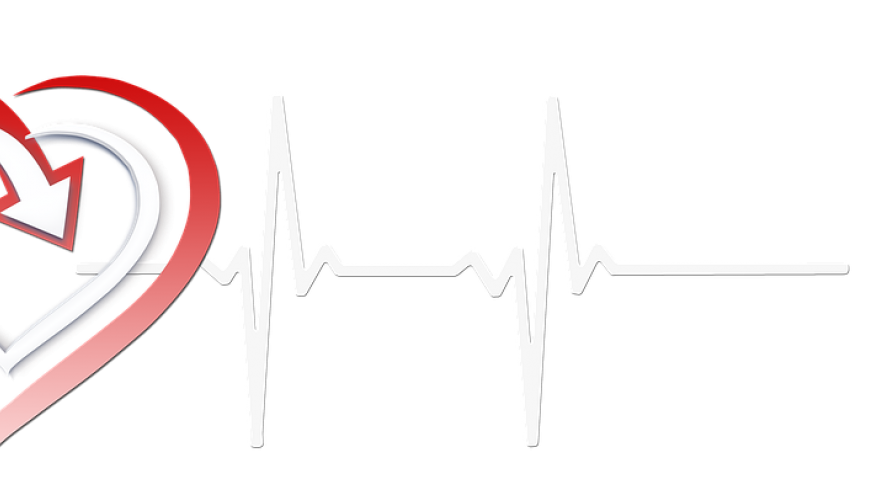 dibujo de la silueta de un corazón sobre unas gráficas de electrocardiograma